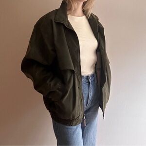 Outback Trading Western Style Faux Suede Jacket in Olive Green